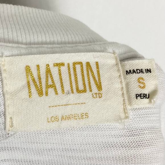 NWOT NATION LTD Top Blouse S”Savannah”Puff Flutter Short Sleeve Optic-White Peru - Picture 3 of 5